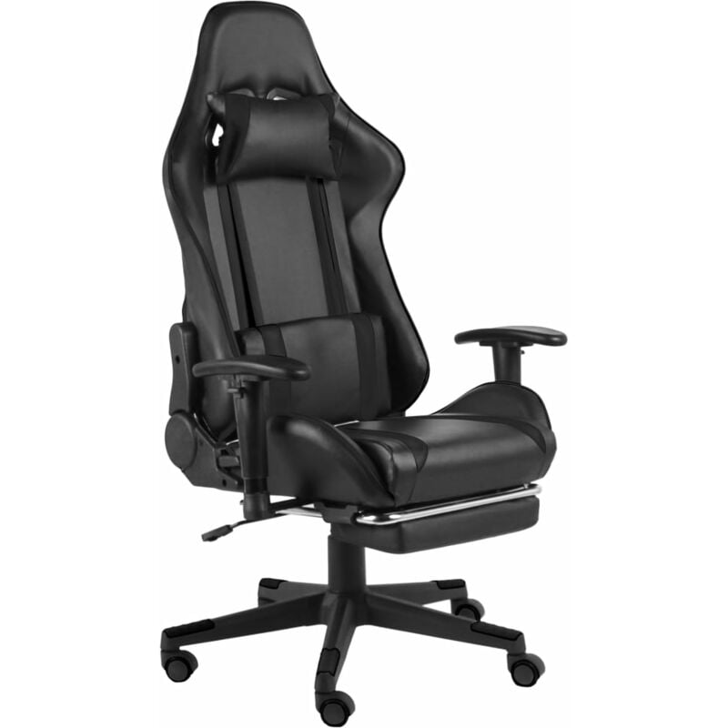 

Silla gaming giratoria con reposapiés PVC negro