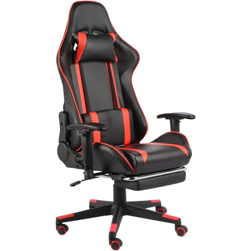 

Silla gaming giratoria con reposapiés PVC rojo
