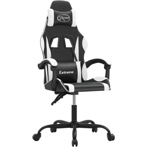 Silla gaming giratoria cuero sintético negro y blanco vidaXL