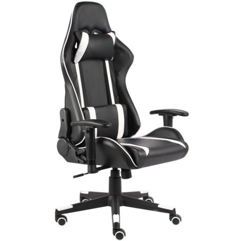 Silla gaming giratoria PVC blanco vidaXL