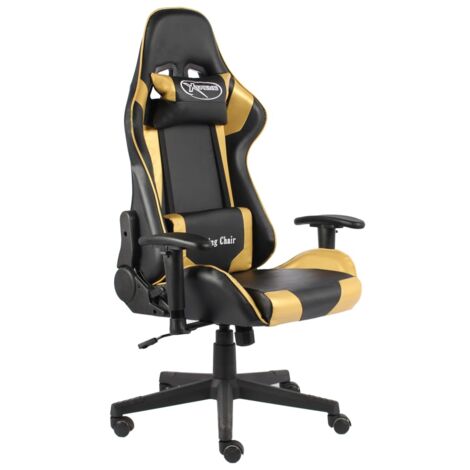 Silla gaming giratoria PVC dorado vidaXL