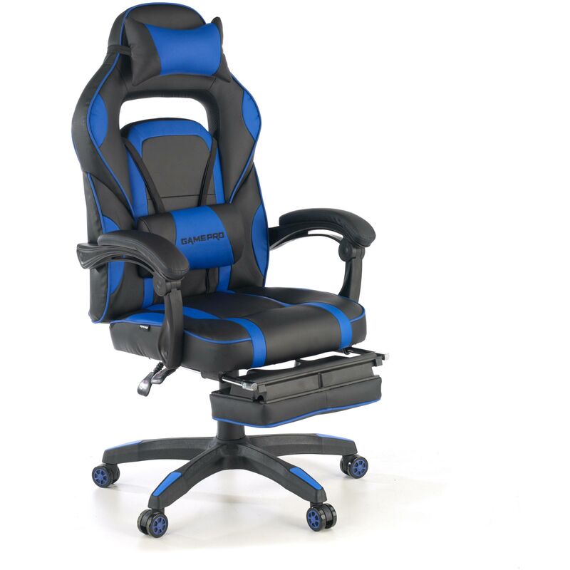 

Silla gaming Logan, reposapies y brazos abatibles, azul - azul