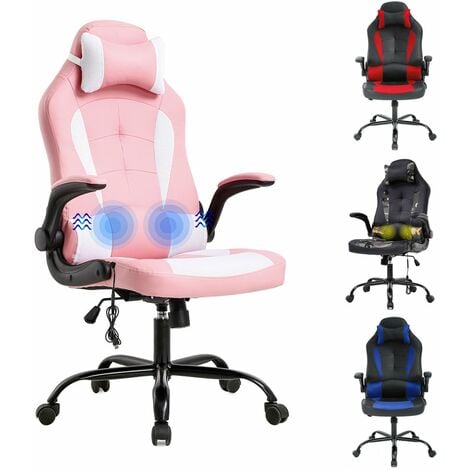Silla de escritorio sin reposabrazos FurnitureR diseño ergonómico color rosa 