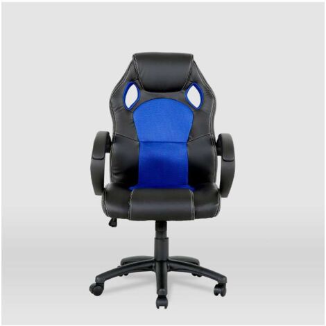 Silla gaming Olimpia tapizada en piel sintética negro/azul, 118/127cm(alto) 64.5cm(ancho) 71cm(largo)