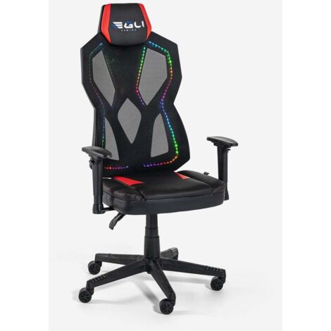 EGLI Silla gaming para casa y oficina, ergonómica y ajustable con luz RGB Gundam
