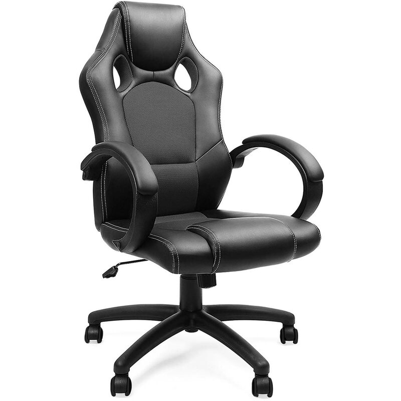 

Silla gaming Racer, diseño deportivo, acolchado negro - negro