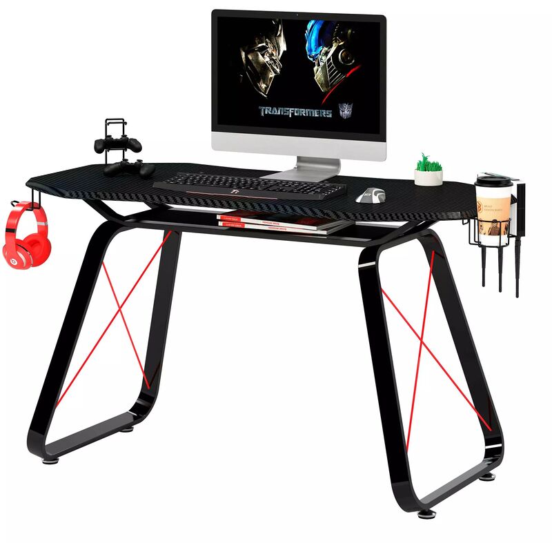 

Escritorio gaming Racer, fibra de carbono, negro