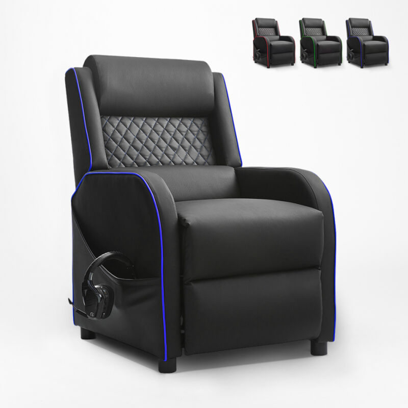 

Silla Gaming reclinable con reposapies en polipiel Challenge | Color: Azul Marino