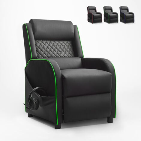 LE ROI DU RELAX Silla Gaming reclinable con reposapies en polipiel Challenge Color: Verde oscuro