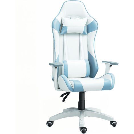 Silla gaming reclinable silla gamer giratoria con cojín lumbar reposabrazos ajustable reposacabezas extraíble y altura ajustable 67x60x120-128 cm