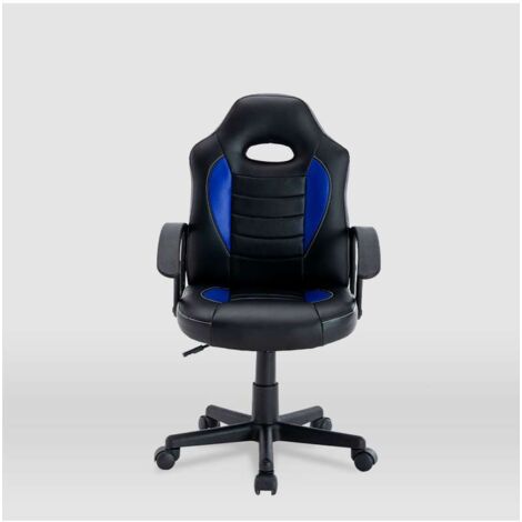 Silla gaming Zoe tapizada en piel sintética negro/azul, 92/102cm(alto) 56cm(ancho) 54cm(largo)