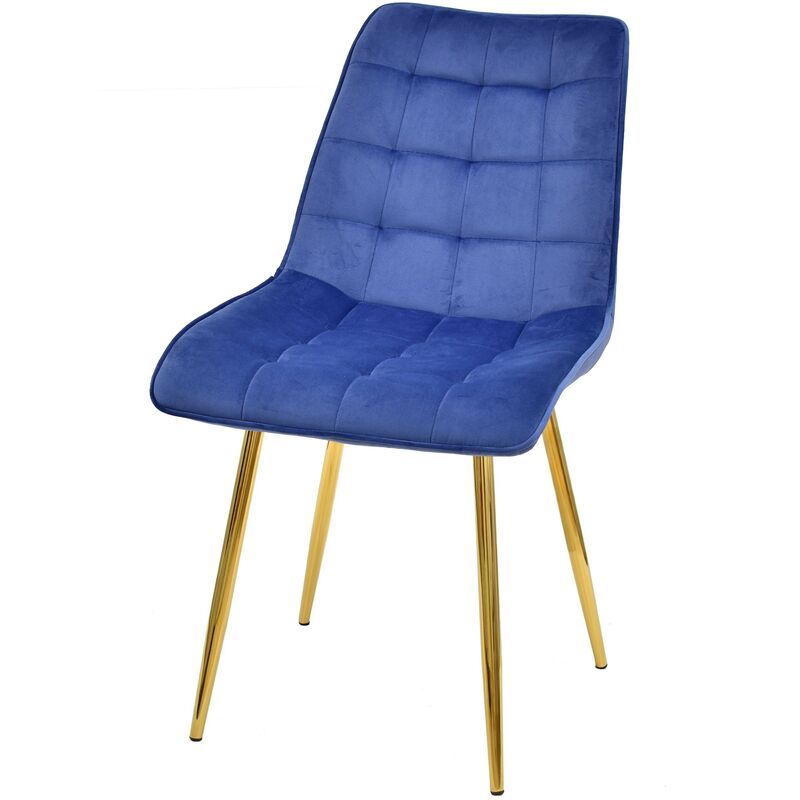 

Silla GILDA, metal, dorado, tejido velvet azul