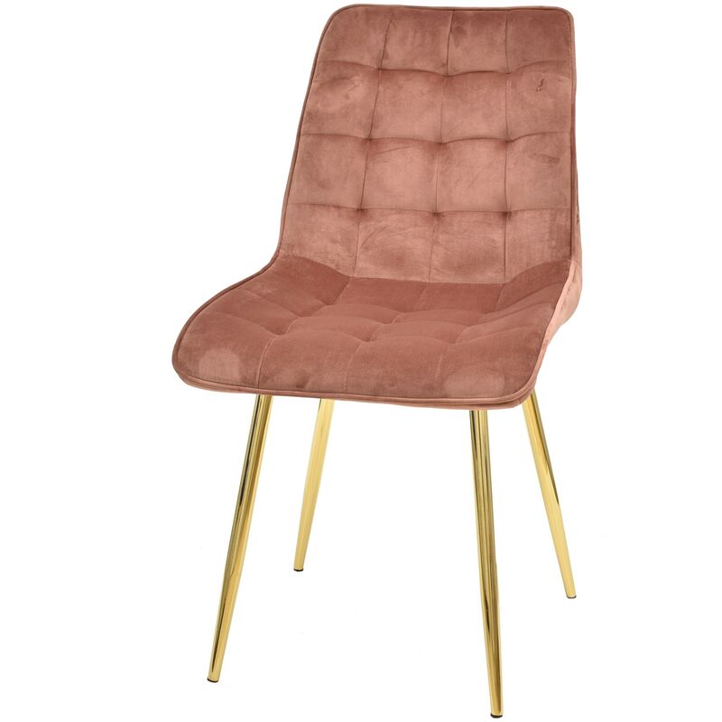 

Silla GILDA, metal, dorado, tejido velvet rosa coral
