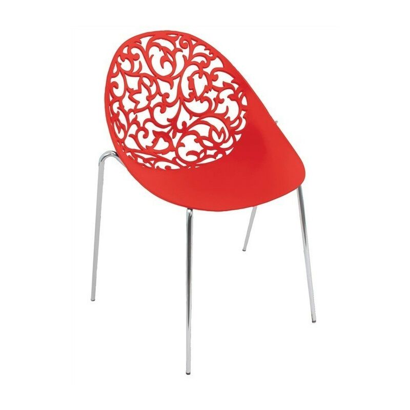 

Silla GIN, cromada, polipropileno rojo