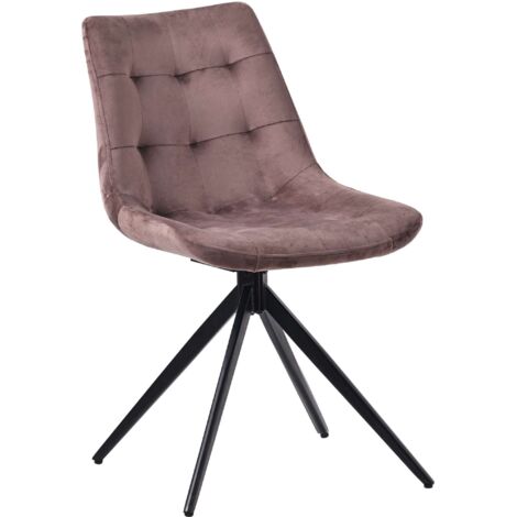 Silla giratoria contemporánea con patas cruzadas de metal negro y asiento de terciopelo marrón 100007256