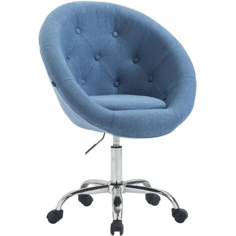 Silla giratoria de altura regulable con asiento tapizado y ruedas tela azul con respaldo redondeado 100008736
