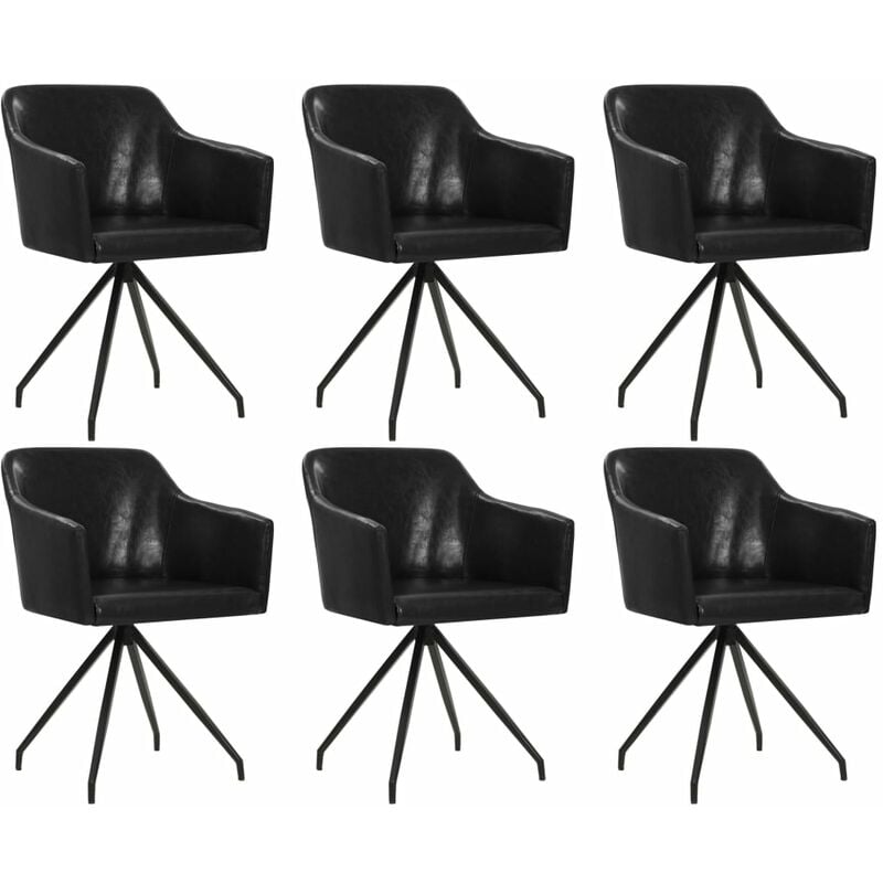 

Sillas de Comedor Giratorias Cuero Sintético 6 Unidades Negro - Negro - Vidaxl