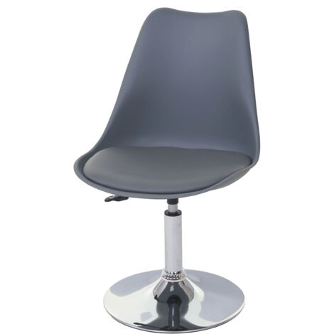 Silla giratoria Malmö T501, silla de cocina, regulable en altura, polipiel, gris oscuro, base cromada