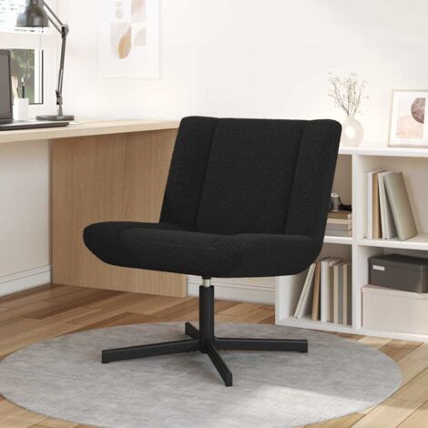 Silla giratoria Negro 63 x 75 x 76 cm Piel de oveja vidaXL