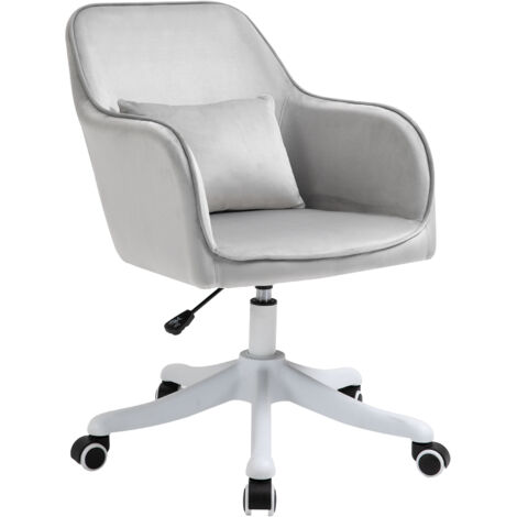 Silla giratoria para salón, silla de oficina con función de masaje, silla de escritorio con reposabrazos, cojín lumbar, gris