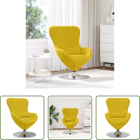 Silla giratoria -  Sillón huevo Amarillo Terciopelo