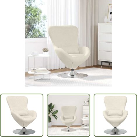 Silla giratoria -  Sillón huevo Crema Terciopelo