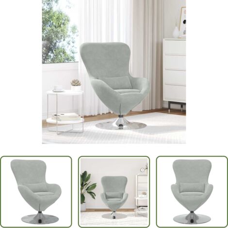 Silla giratoria -  Sillón huevo Gris Claro Terciopelo