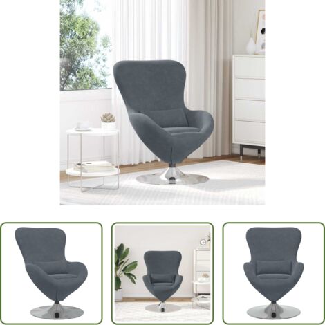 Silla giratoria -  Sillón huevo Gris oscuro Terciopelo