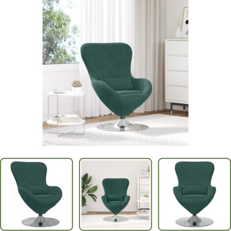 Silla giratoria -  Sillón huevo Verde oscuro Terciopelo