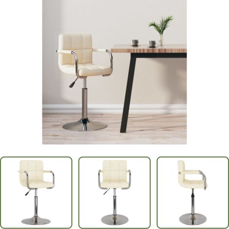 Silla giratoria -  Taburete de cocina de tela color crema