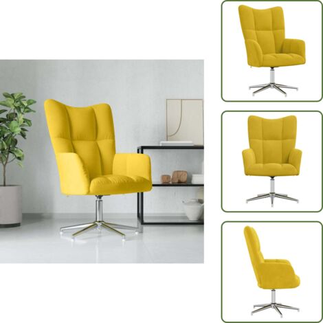 Silla giratoria - vidaXL Sillón de relax de terciopelo amarillo mostaza - Silla de acero