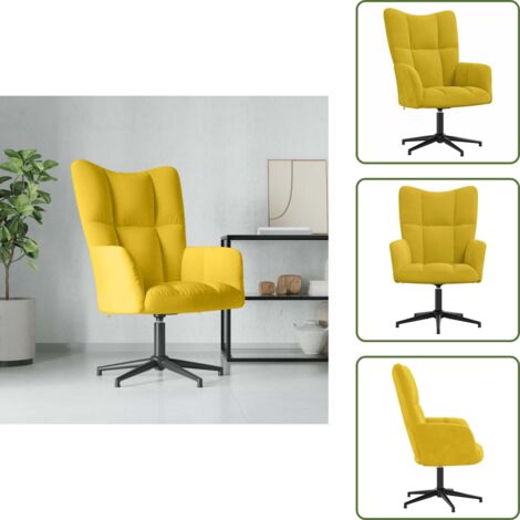 Silla giratoria - vidaXL Sillón de relax de terciopelo amarillo mostaza - Silla de acero