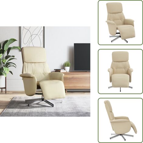 Silla giratoria - vidaXL Sillón reclinable con reposapiés tela color crema - Silla de tela