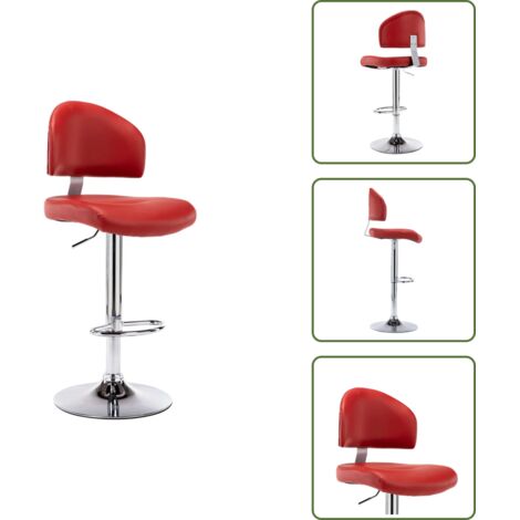 Silla giratoria - vidaXL Taburete de cocina cuero sintético color vino tinto - Silla de comedor