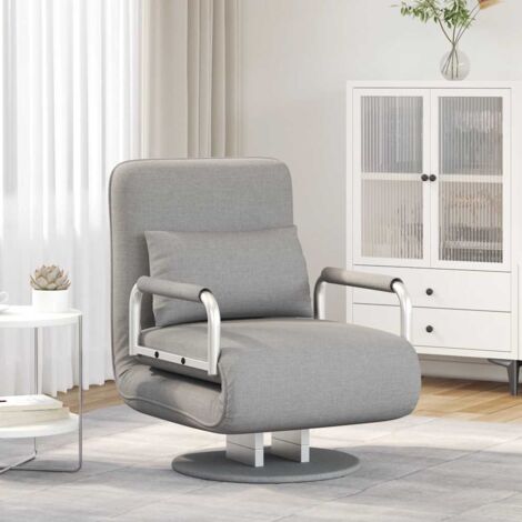 Silla giratoria y sofá cama tela gris claro
