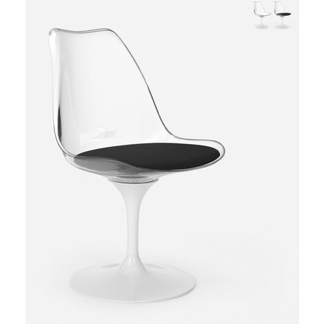 AHD AMAZING HOME DESIGN Silla Goblet transparente diseño moderno blanco cojín Lupas Light Color: Negro