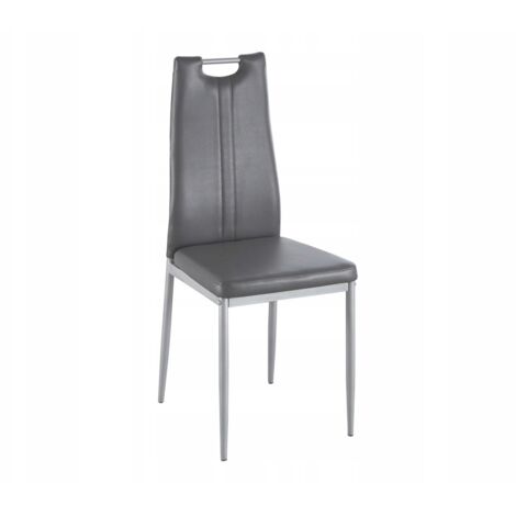 Silla Gris de CUERO ECOLÓGICO para COCINA SALÓN Recta Furnitex con Asa