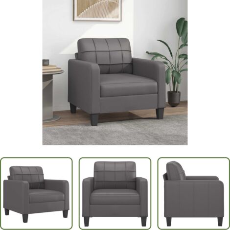 Silla gris -  Sillón cuero sintético gris 60 cm