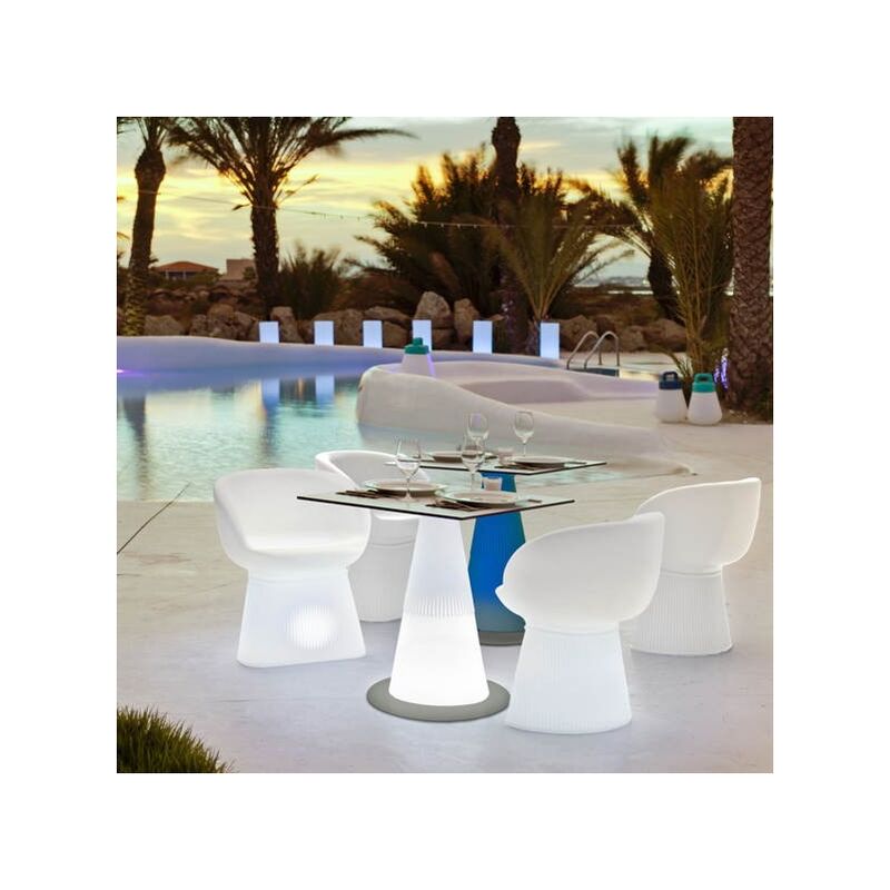 

Silla iluminada para exterior Blanco Solar+Batería recargable LED/RGB - Moovere
