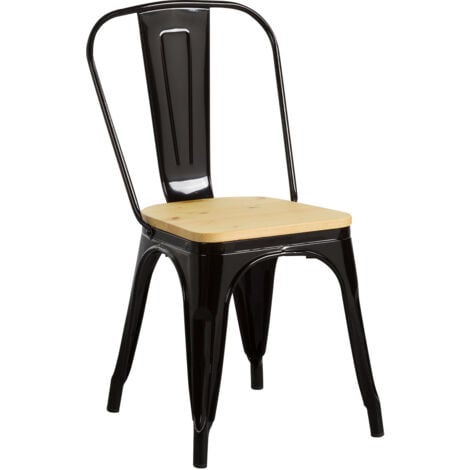 ORION91 Silla Industrial Strong con Asiento de Madera 45x54x85cm Thinia Home