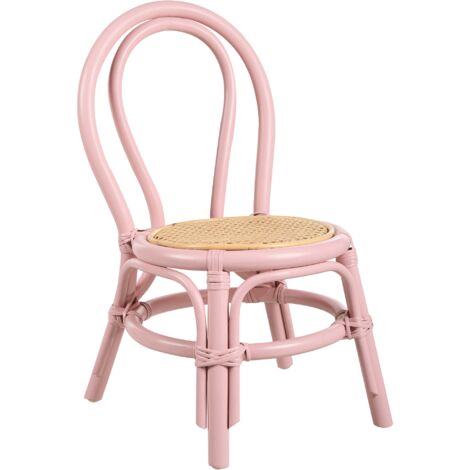 Silla infantil boho asiento ratán exterior interior rosa Kalivia