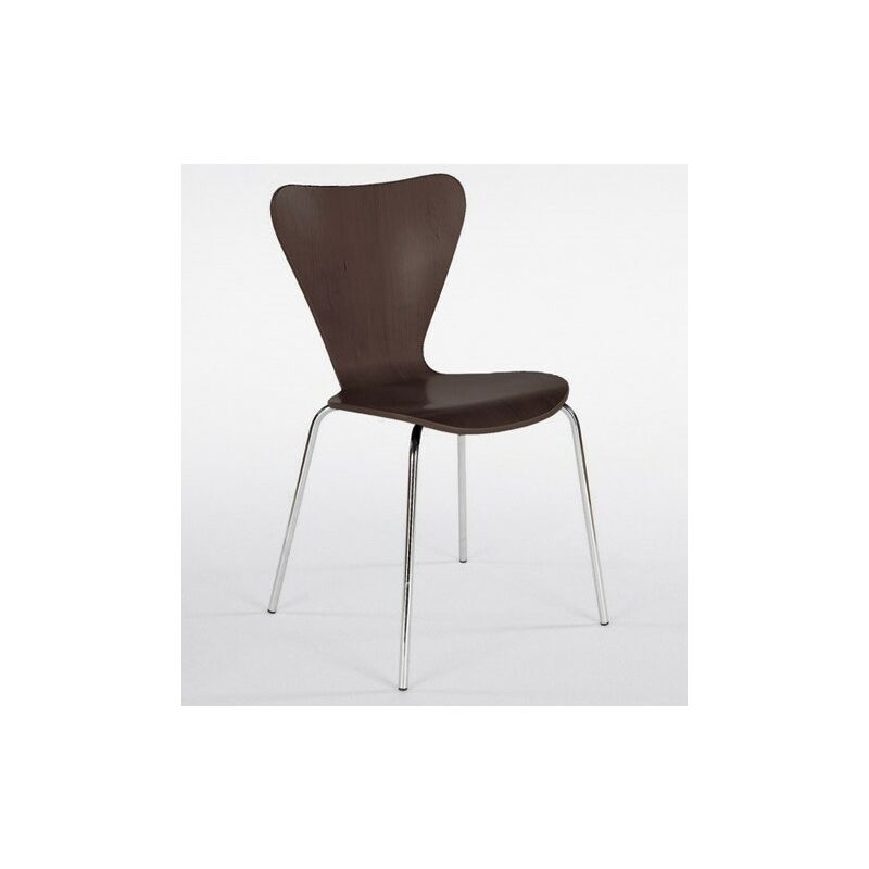 

BHD - Silla JACOB, apilable, cromada, acabado wengué