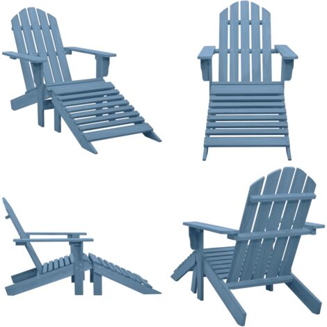 Silla jardín Adirondack con otomana madera maciza de abeto azul - Silla Adirondack - Otomana