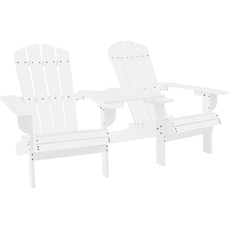 

Silla jardín Adirondack y mesita madera maciza de abeto blanca