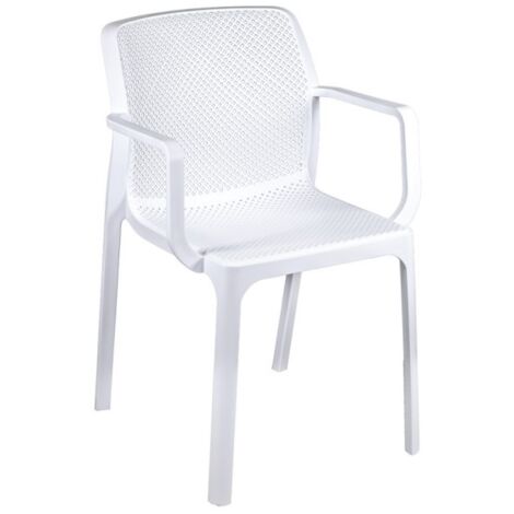 Silla Jardín Polipropileno Con Reposabrazos Blanco Dalian 46,5X53,5X H55 Cm