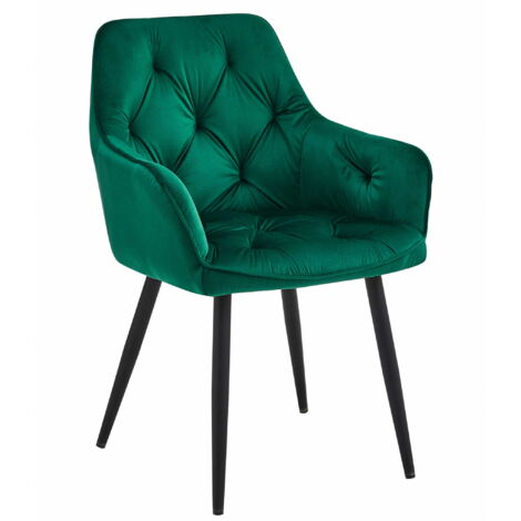 Silla JORK - terciopelo verde oscuro / patas negras x 1