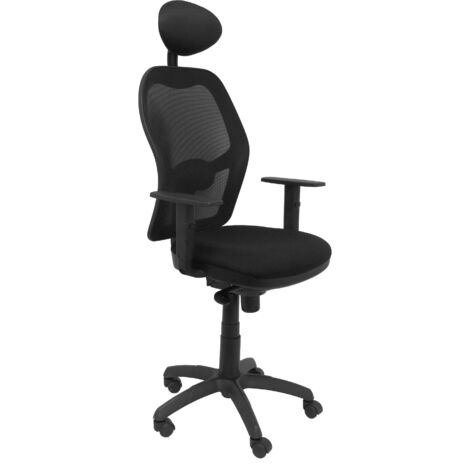 Silla Jorquera malla negra asiento bali negro con cabecero fijo