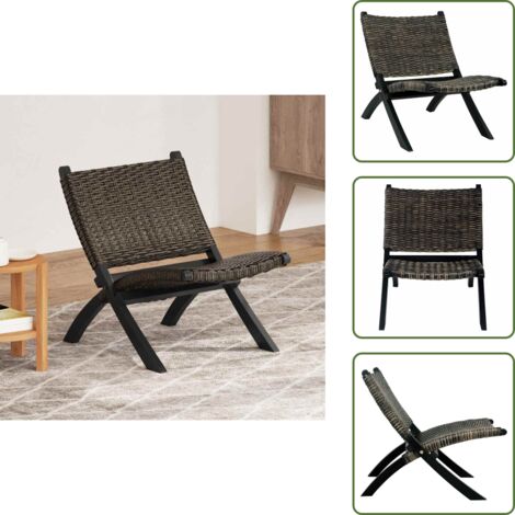 Silla kubu - vidaXL Silla de ratán kubu natural y madera maciza de caoba negra - Silla natural