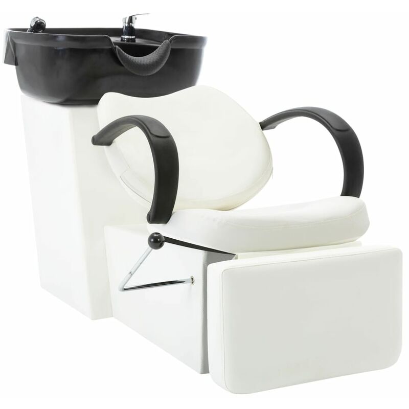 

Silla lavacabezas de peluquería de cuero sintético negro blanco