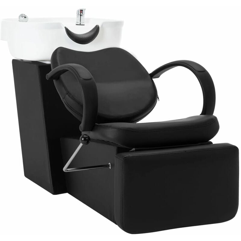 

BHD - Silla lavacabezas de peluquería de cuero sintético negro blanco